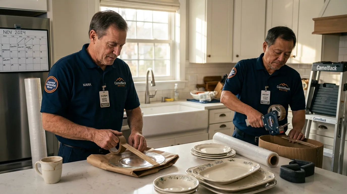 Professional crew packing kitchen dishware in Gaffney, SC